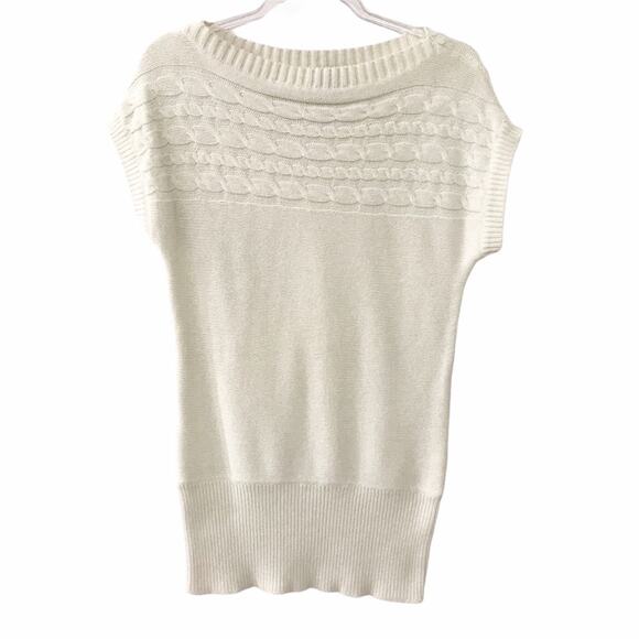 Takeout Cream / Ivory Cap Sleeve Sweater Tunic Top / Mini Dress XL - Picture 1 of 9